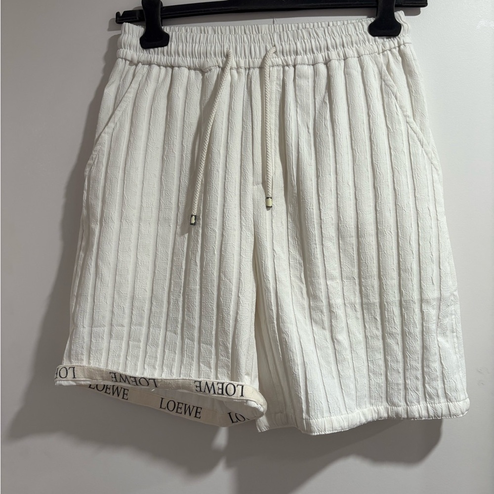 Loewe Cream Ribbed Shorts